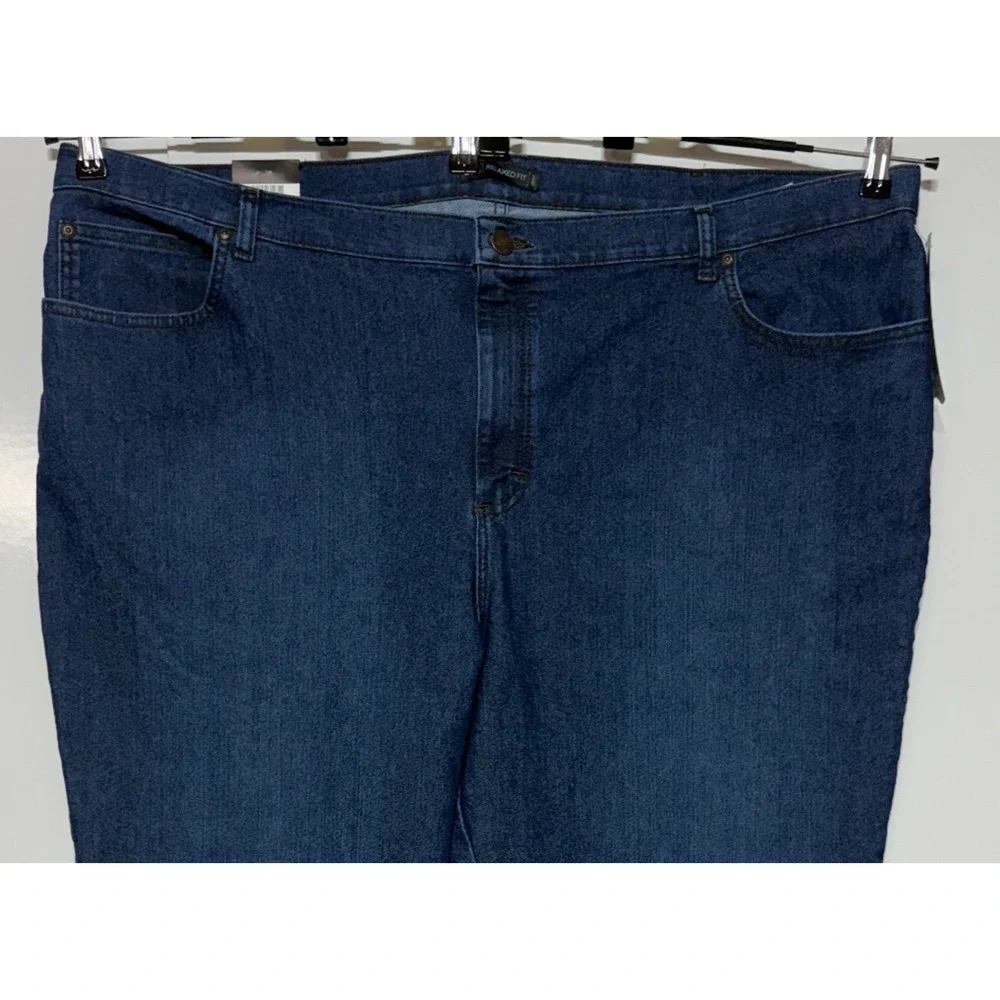Lee Jeans Womens 28W‎ Blue Relaxed Straight Hi Rise Stretch Actual 50X33 NWT